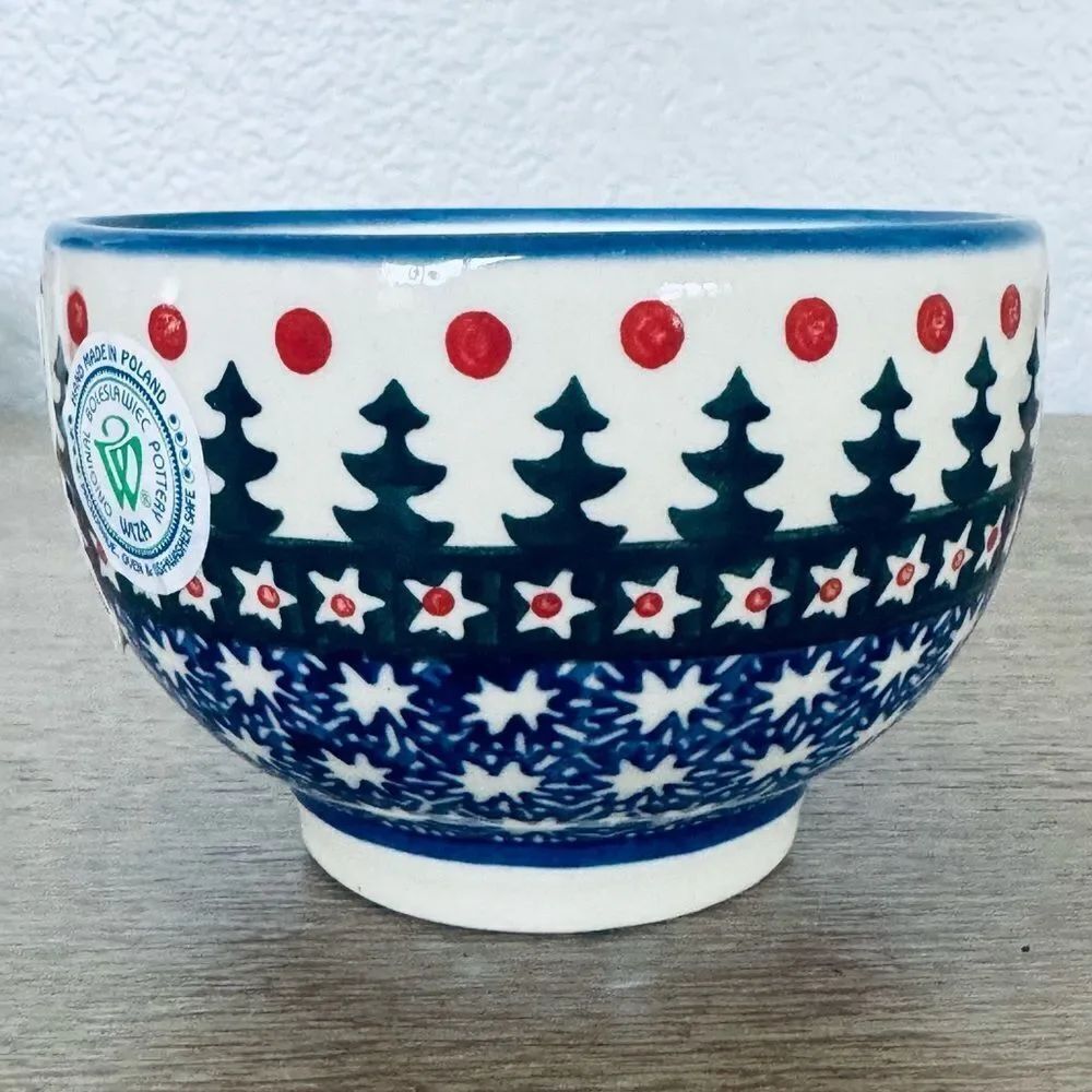 Boleslawiec Polish Pottery Christmas Trees Serving Bowl Dish